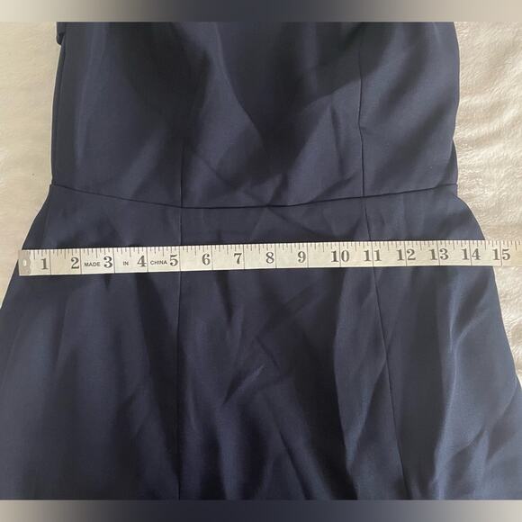 NWT Dessy Collection Vivian Diamond Crepe Halter Trumpet Gown Midnight Navy Sz 2 - Picture 11 of 12